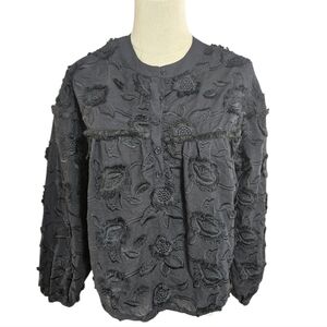 Drole De Copine Paris Floral Embroidered Black Blouse